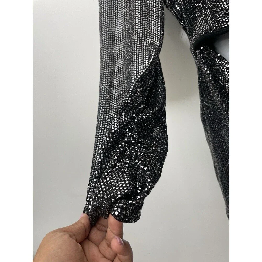 NEW SILVER SHINY JUMPSUIT PLAYSUIT Size 1X B13 - Picture 4 of 9